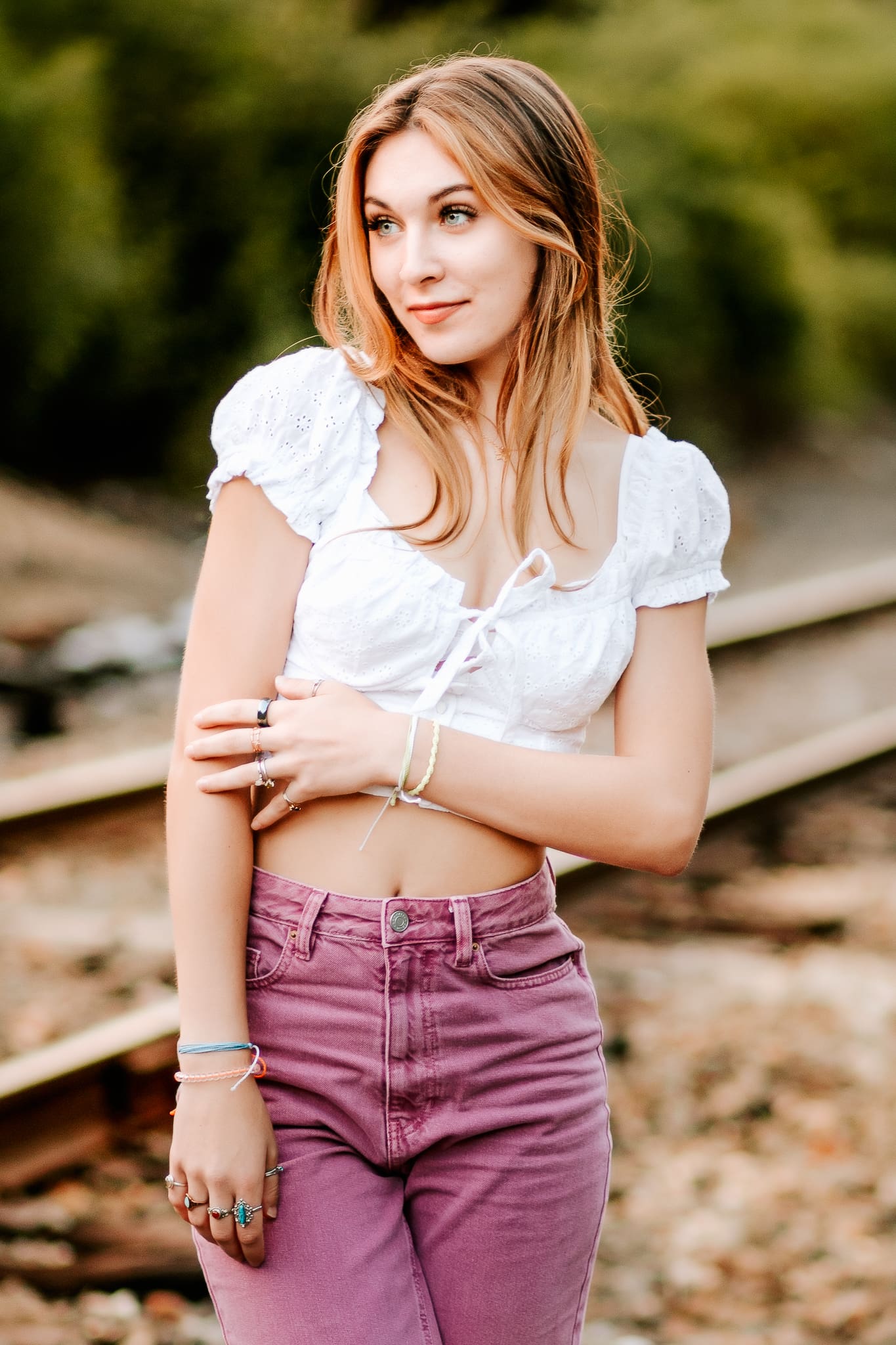 Kayleen looking away from the camera for her senior photos.